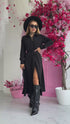 "MASTERPIECE" long shirt dress - BLACK